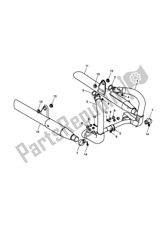 All parts for the Exhaust System >281465-f2 / 279278-f4 of the Triumph America Carburettor 790 2002 - 2007